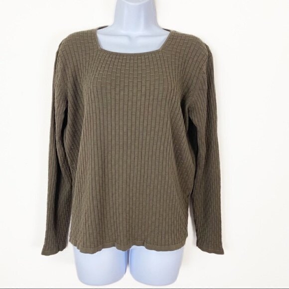 GEOFFREY BEENE SPORT Silk Blend Knit Woven Top Stretchy Size XL Brown Tan Y2K - Picture 2 of 5